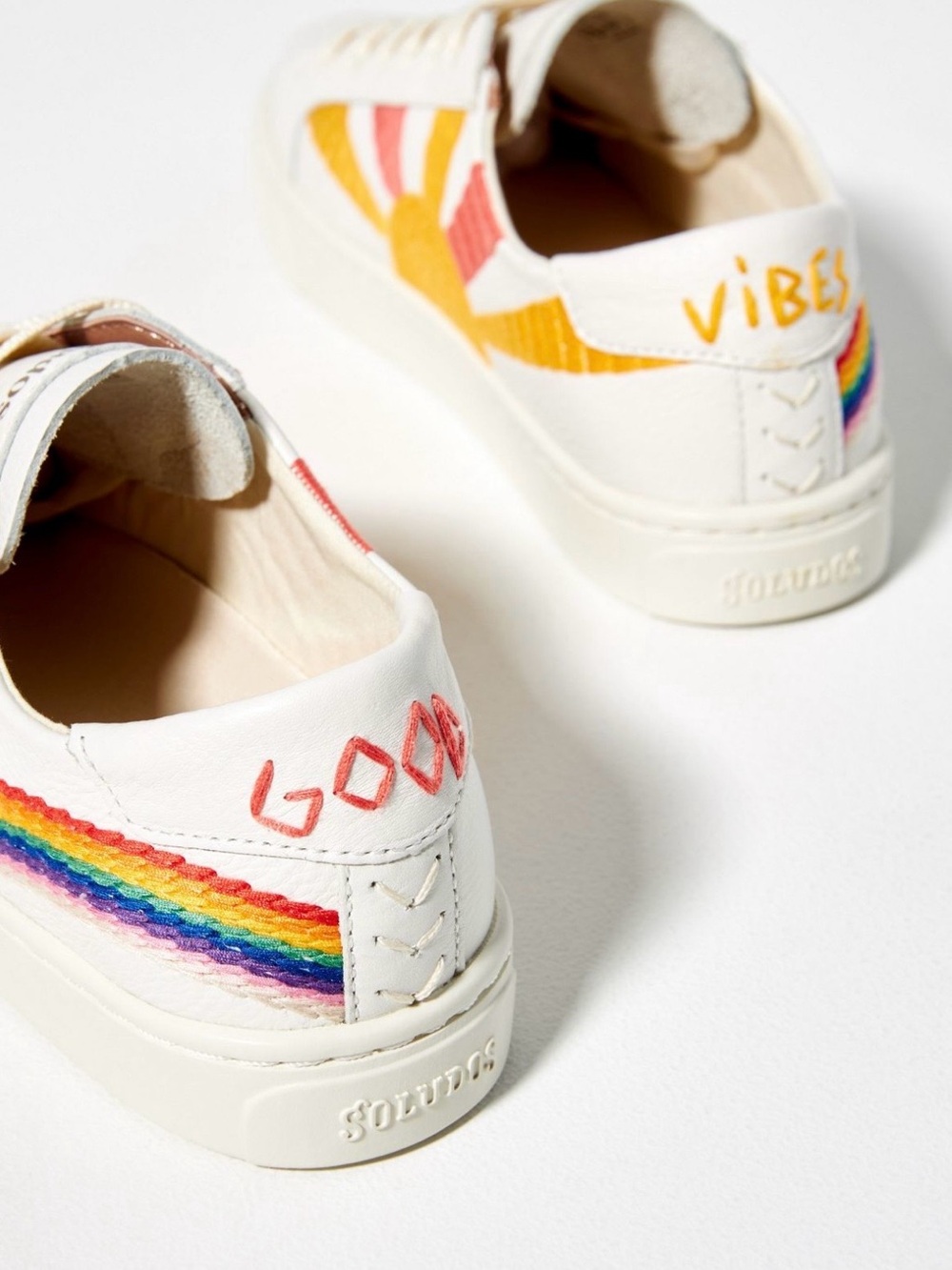 Saludos ‘GOOD VIBES’ Embroidered Detail Sneakers - Sz 6
